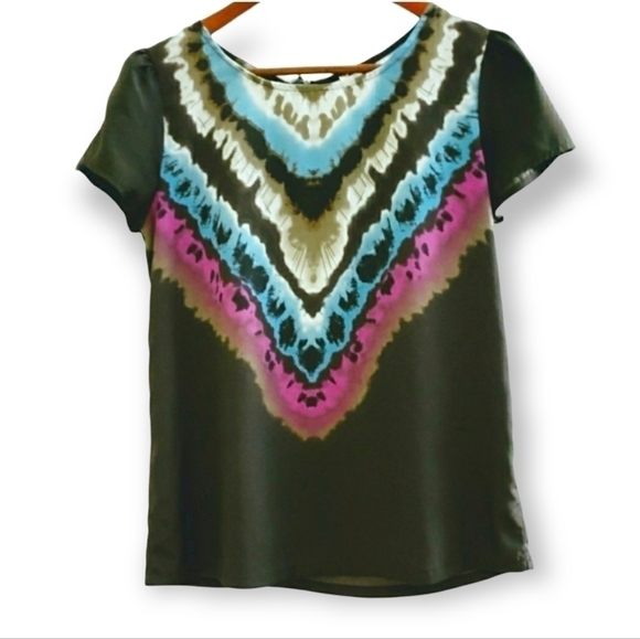 D'closet Brown Pink cap sleeve tie dye top Size Small - Picture 1 of 11